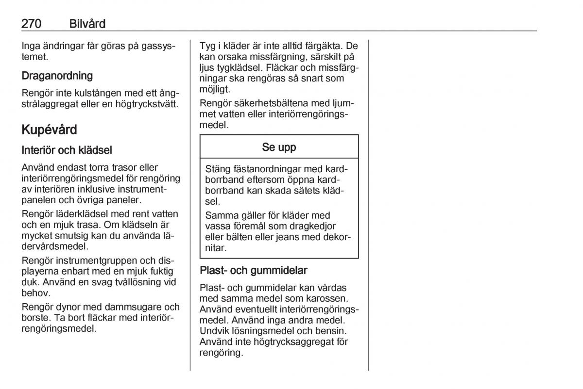 Opel Insignia A instruktionsbok / page 272