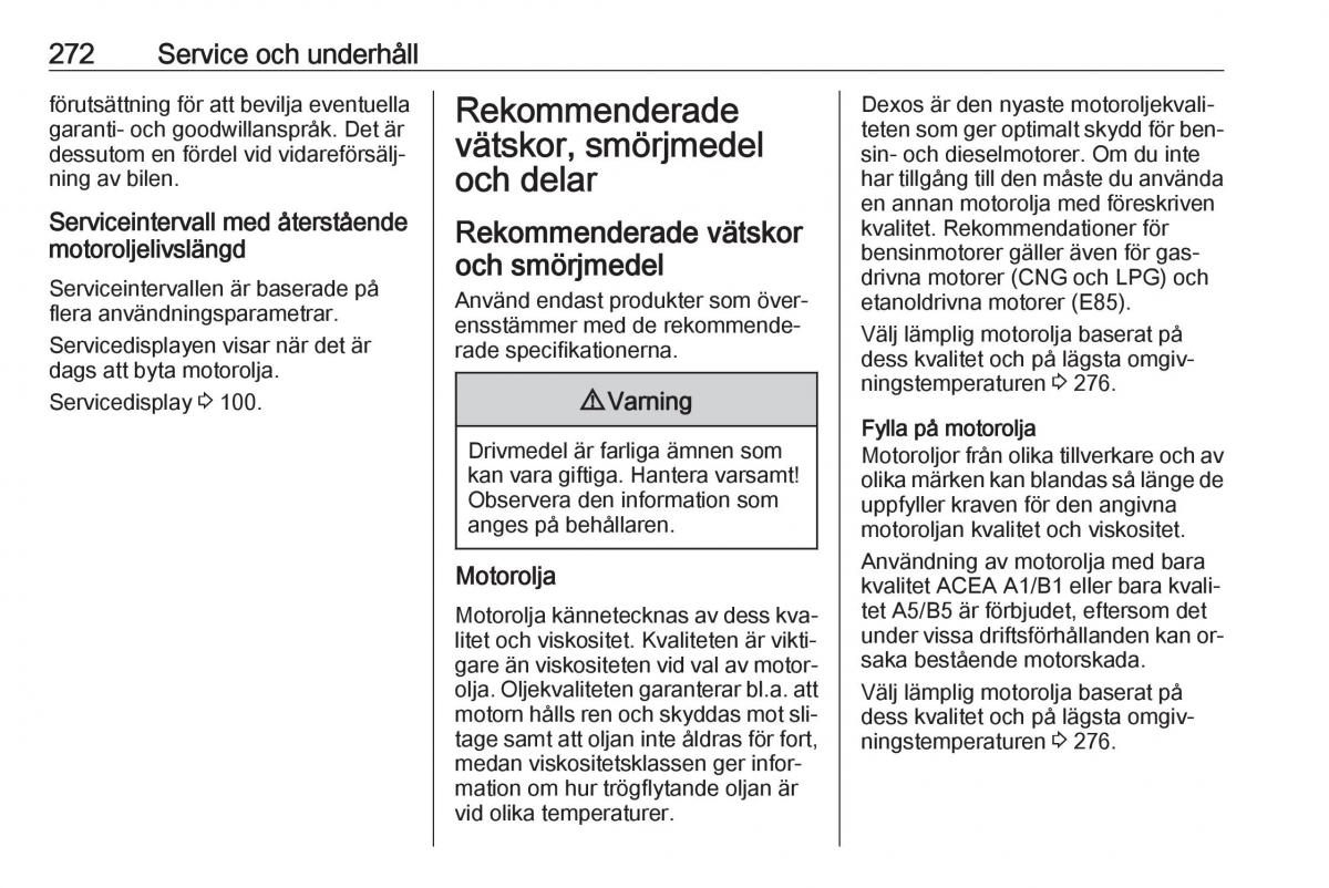 Opel Insignia A instruktionsbok / page 274