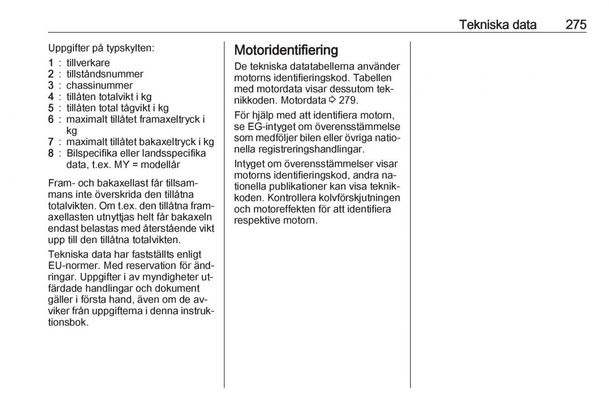 Opel Insignia A instruktionsbok / page 277