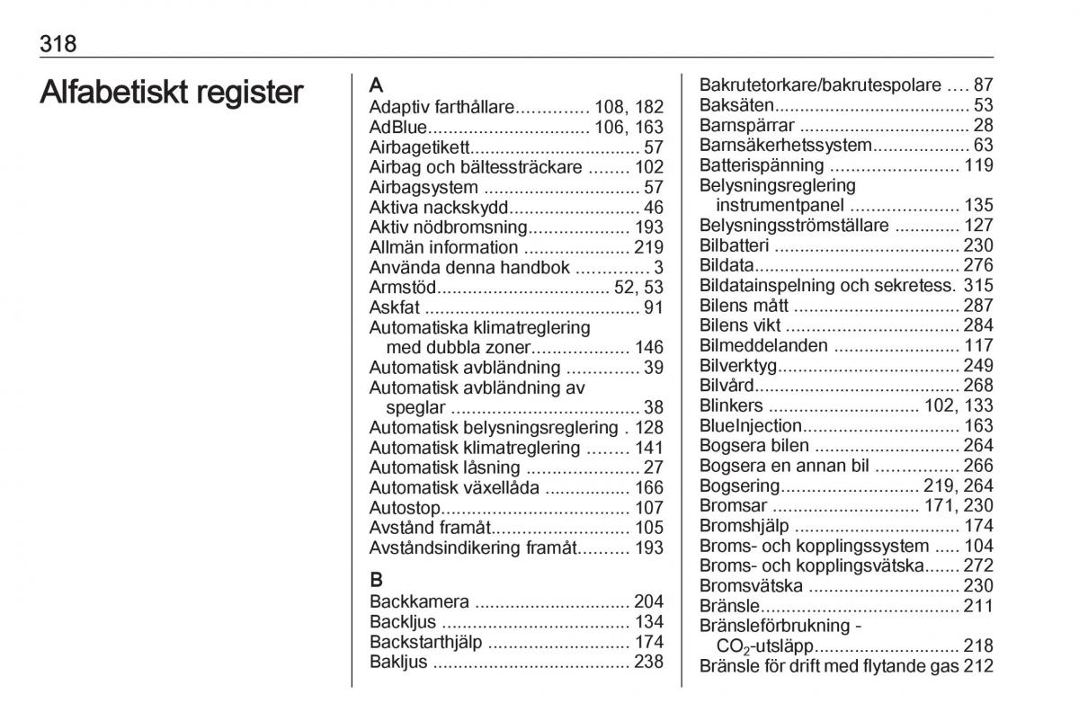 Opel Insignia A instruktionsbok / page 320