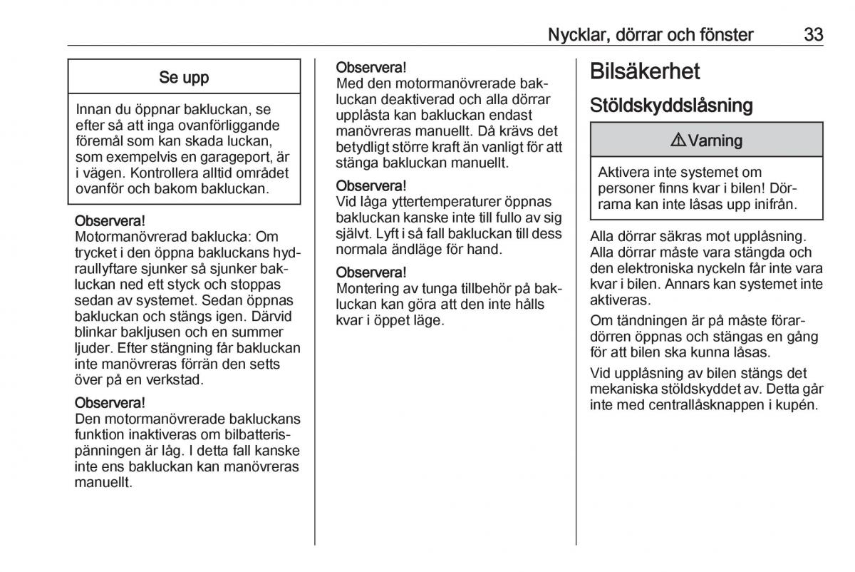 Opel Insignia A instruktionsbok / page 35