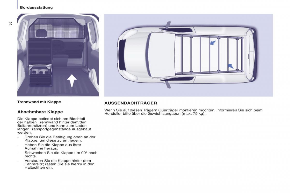 Peugeot Partner II 2 Handbuch / page 88