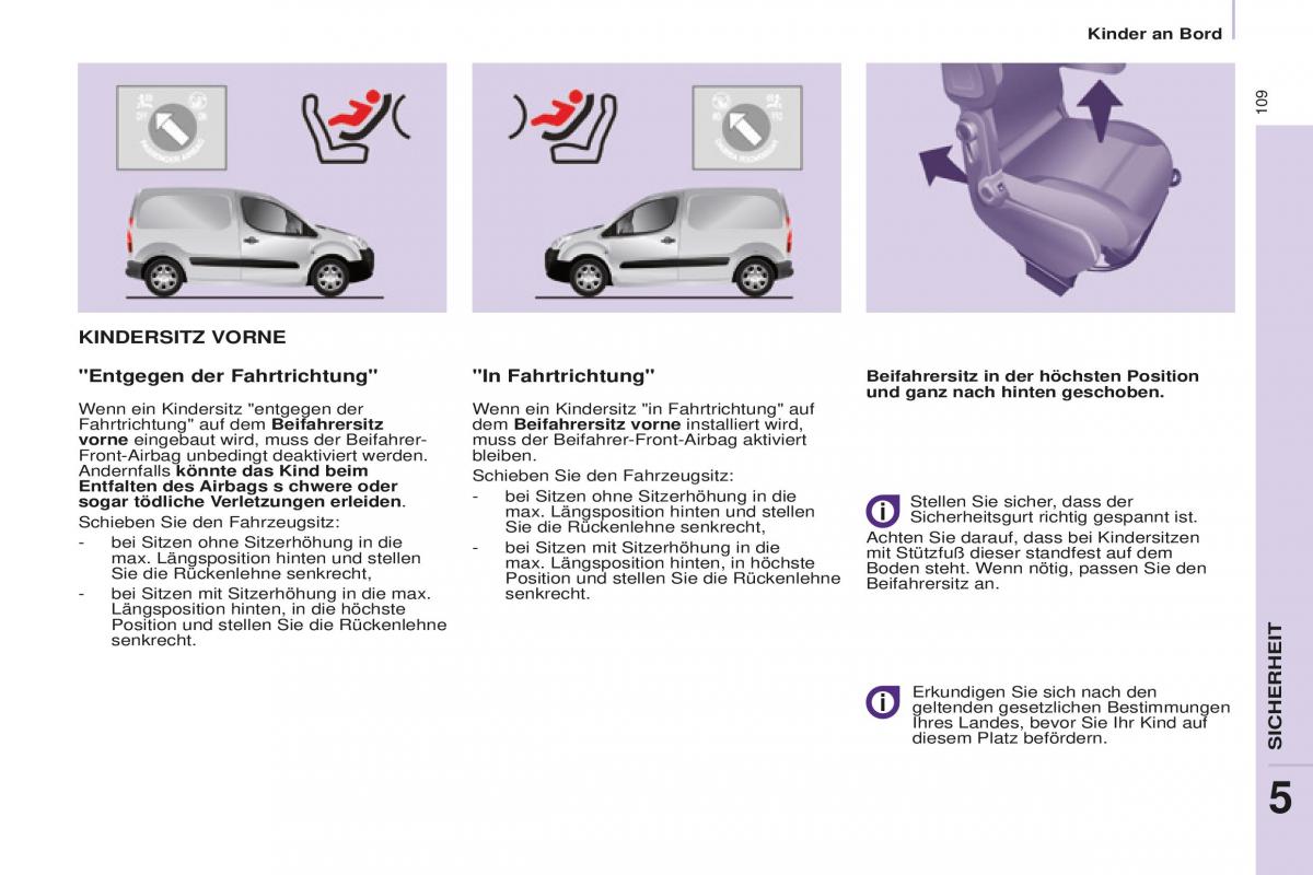 Peugeot Partner II 2 Handbuch / page 111