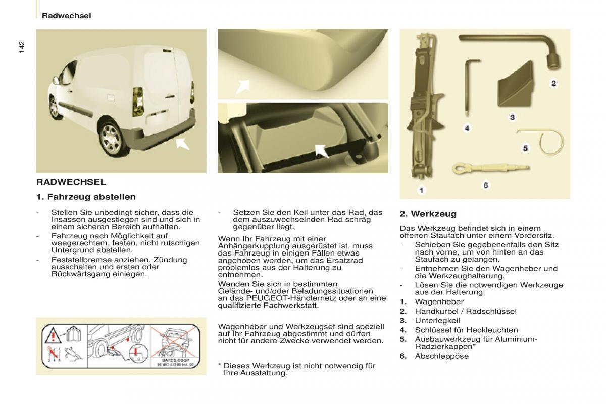 Peugeot Partner II 2 Handbuch / page 144