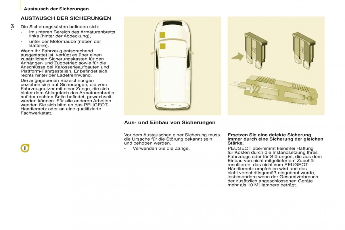 Peugeot Partner II 2 Handbuch / page 156