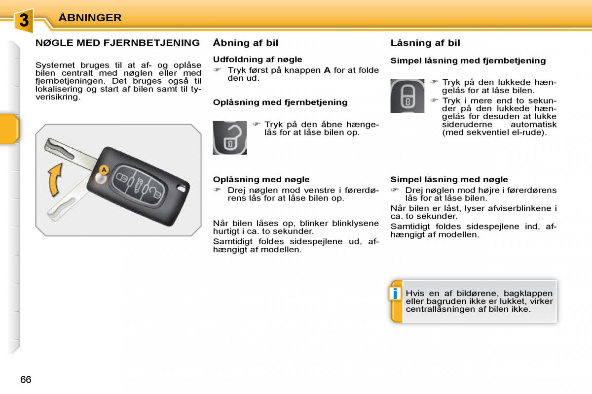 Peugeot 207 Bilens instruktionsbog / page 55