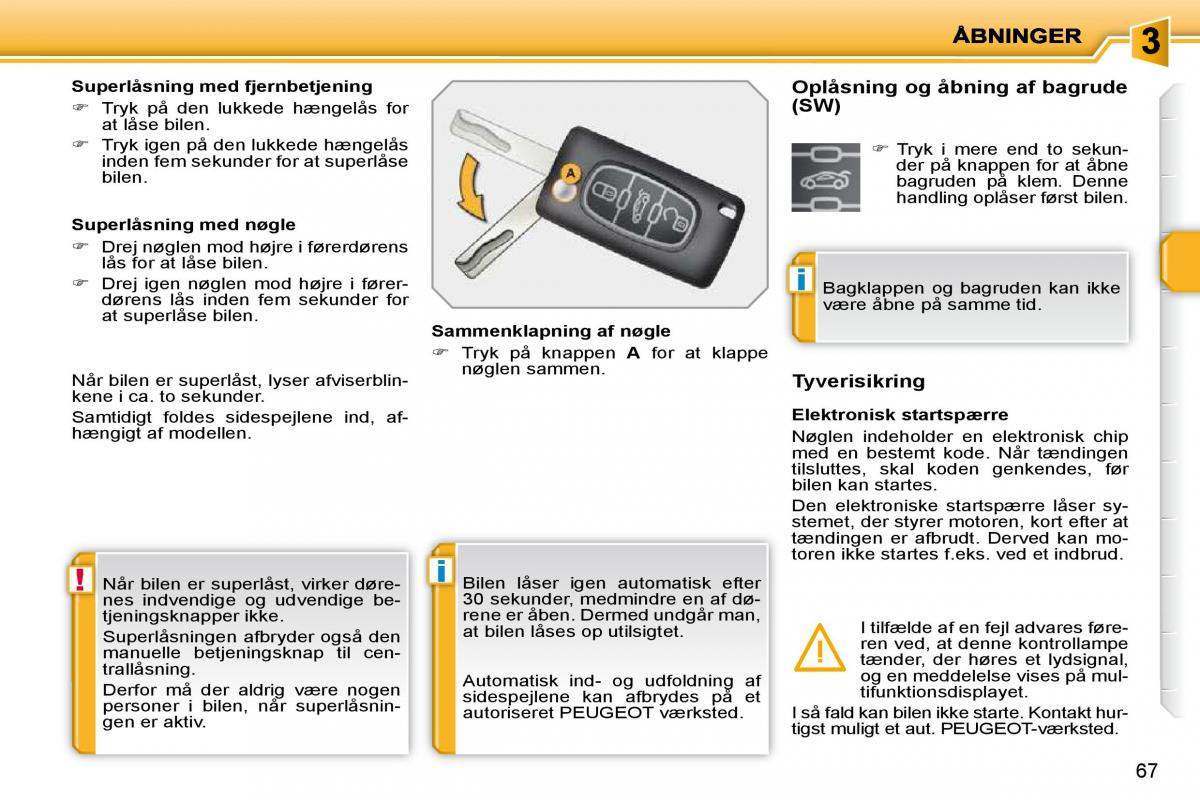 Peugeot 207 Bilens instruktionsbog / page 56