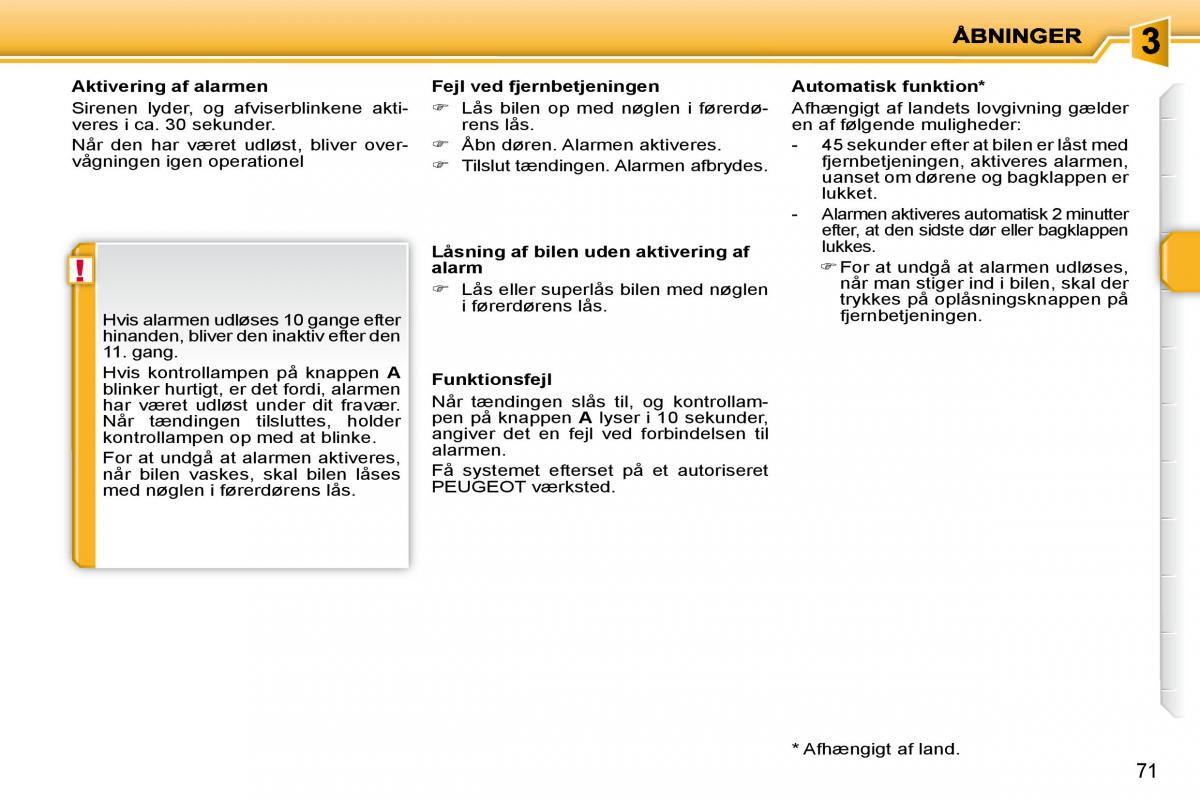 Peugeot 207 Bilens instruktionsbog / page 62