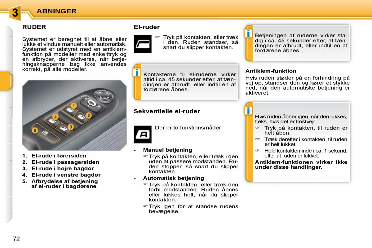 Peugeot 207 Bilens instruktionsbog / page 63