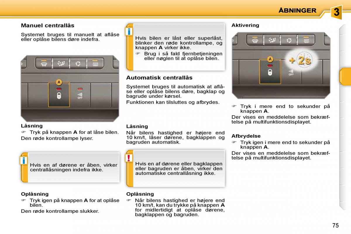 Peugeot 207 Bilens instruktionsbog / page 67