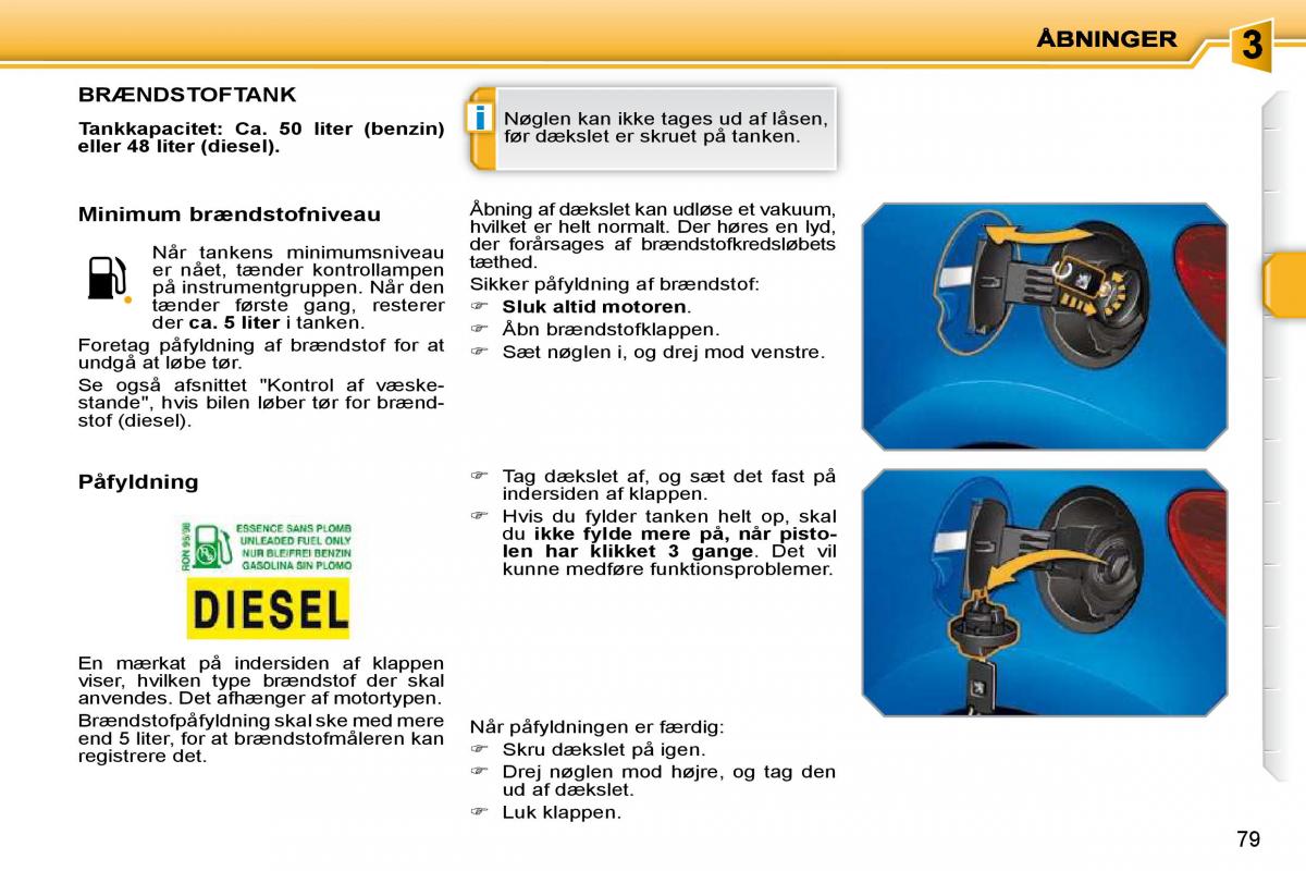 Peugeot 207 Bilens instruktionsbog / page 72