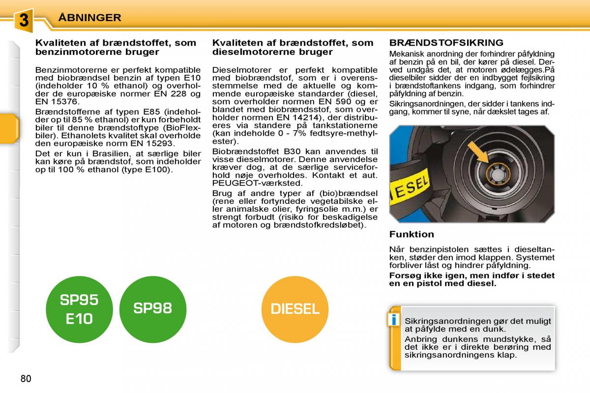 Peugeot 207 Bilens instruktionsbog / page 73