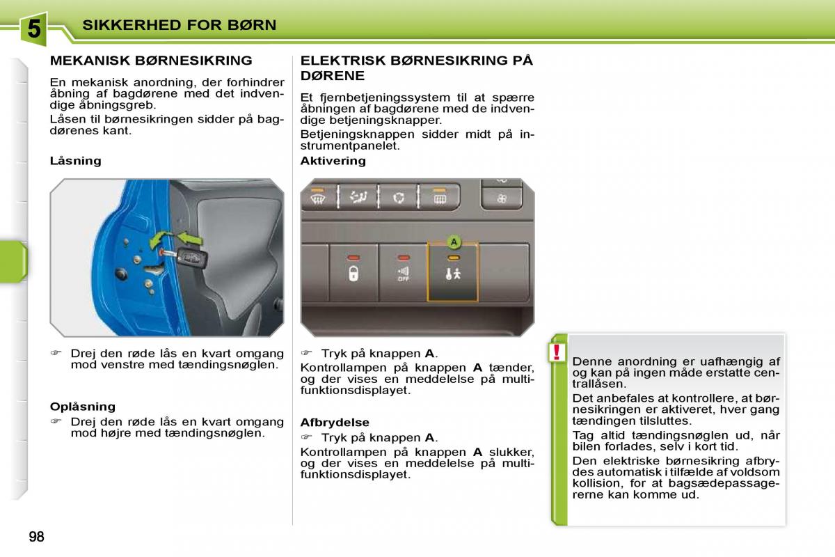 Peugeot 207 Bilens instruktionsbog / page 94