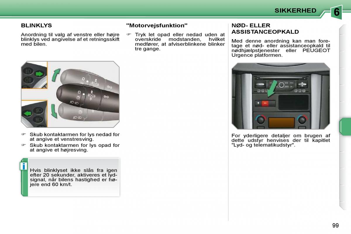 Peugeot 207 Bilens instruktionsbog / page 95