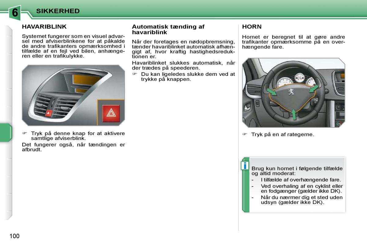 Peugeot 207 Bilens instruktionsbog / page 96