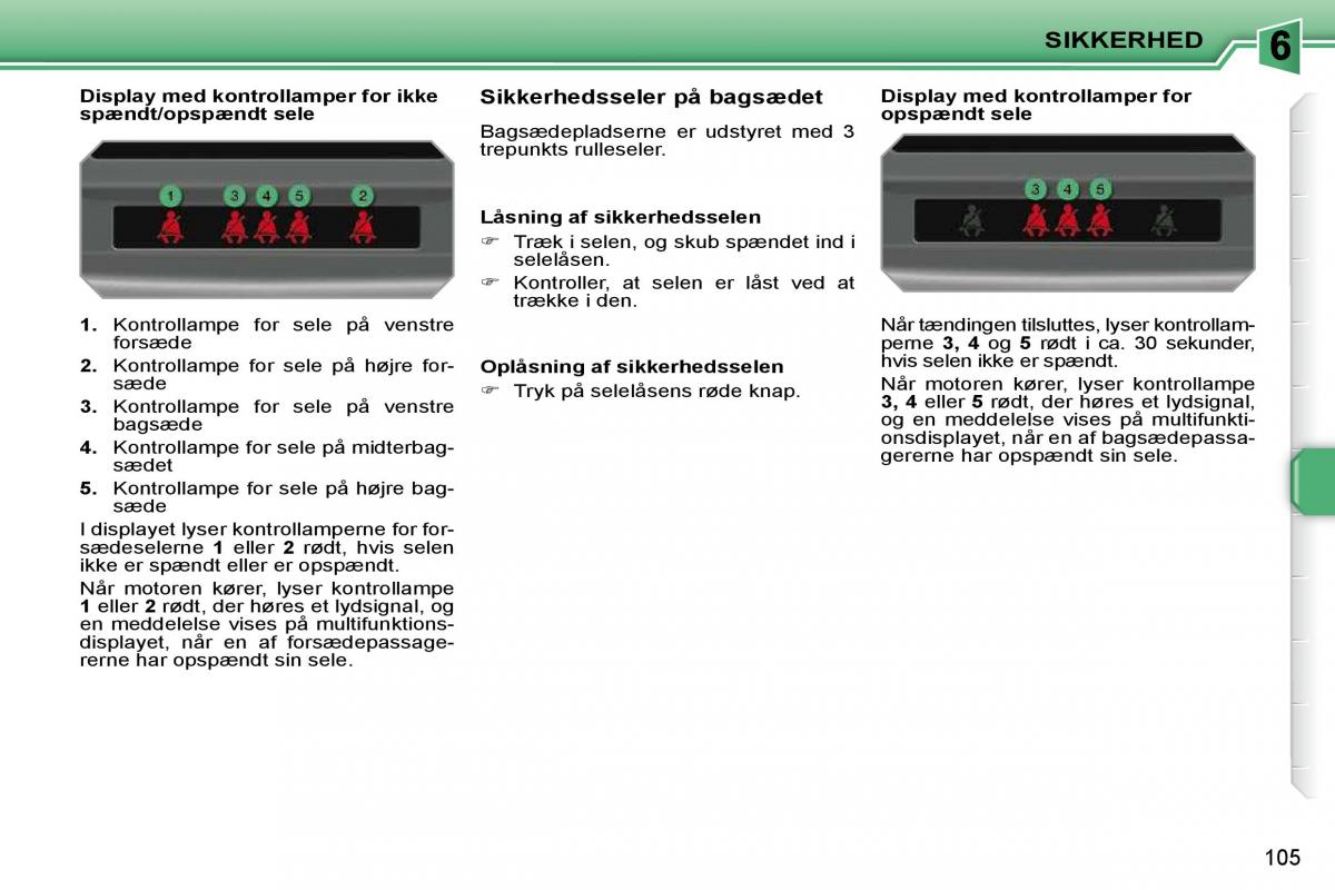 Peugeot 207 Bilens instruktionsbog / page 101