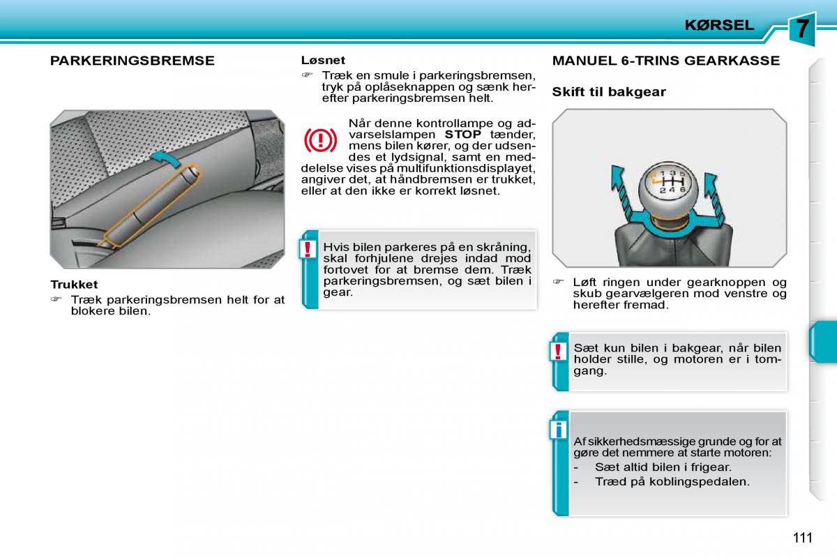 Peugeot 207 Bilens instruktionsbog / page 107