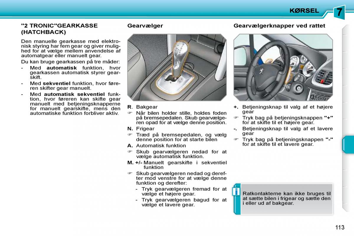 Peugeot 207 Bilens instruktionsbog / page 109