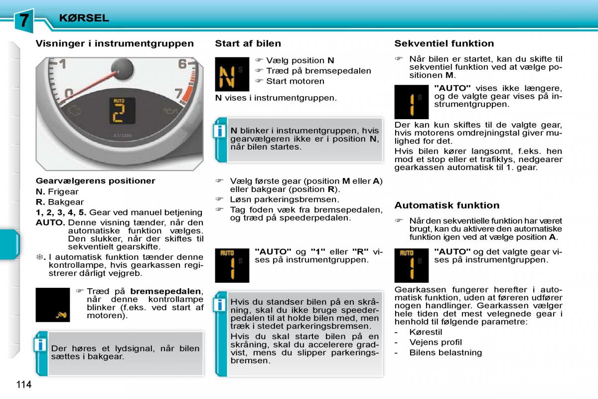 Peugeot 207 Bilens instruktionsbog / page 110