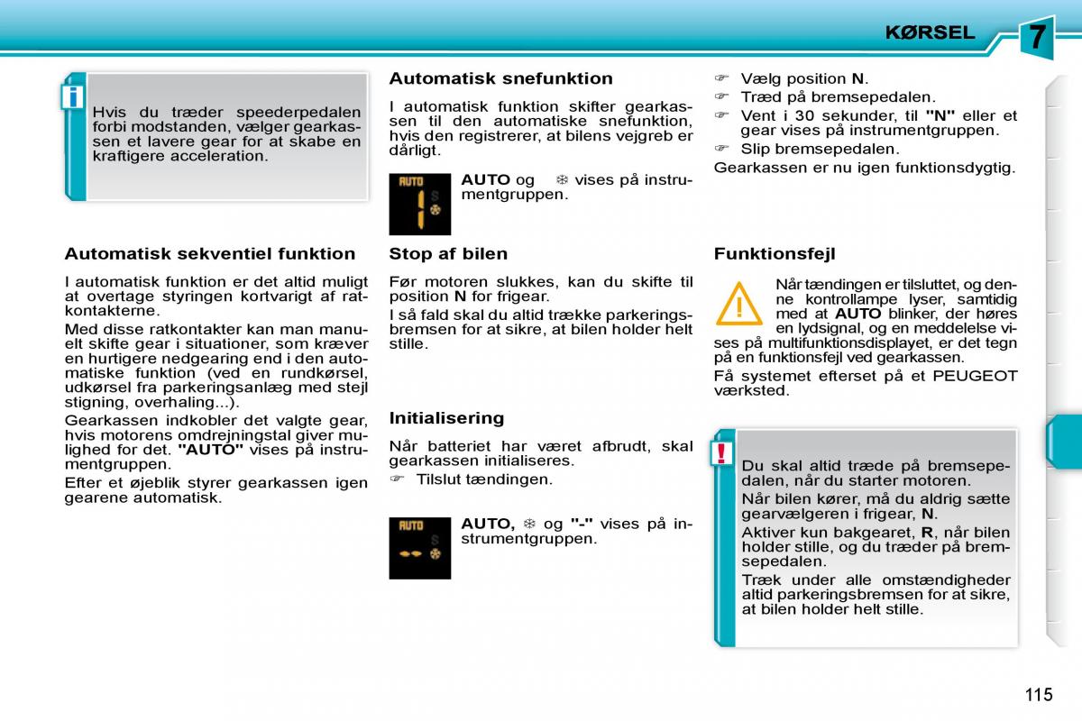 Peugeot 207 Bilens instruktionsbog / page 111