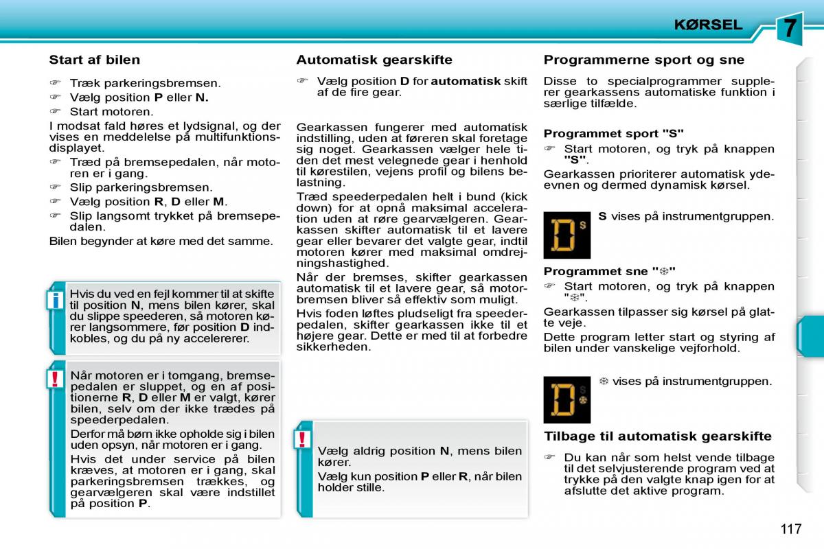 Peugeot 207 Bilens instruktionsbog / page 113