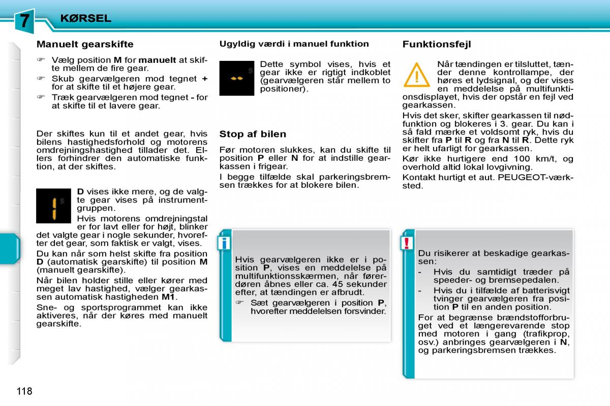 Peugeot 207 Bilens instruktionsbog / page 114