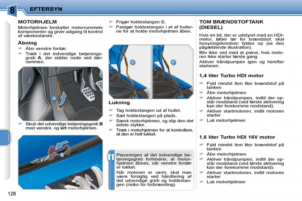 Peugeot 207 Bilens instruktionsbog / page 121