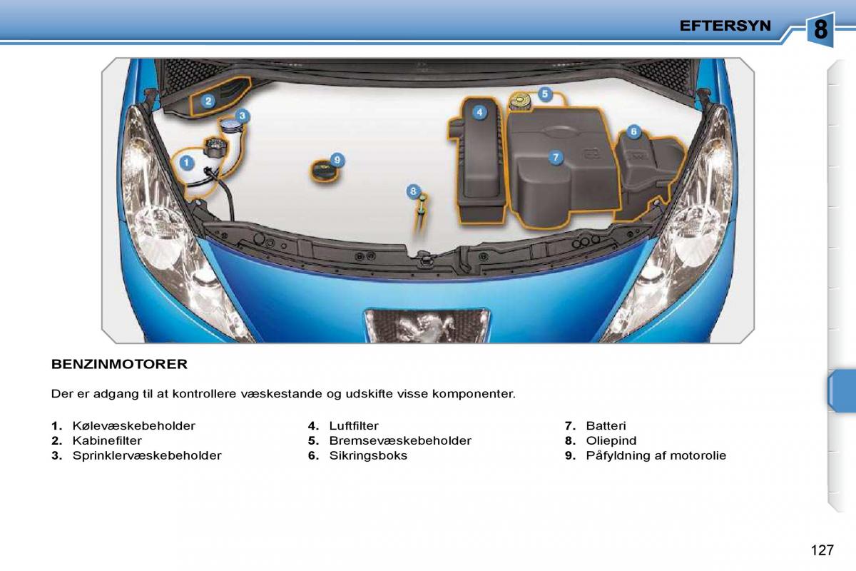 Peugeot 207 Bilens instruktionsbog / page 122