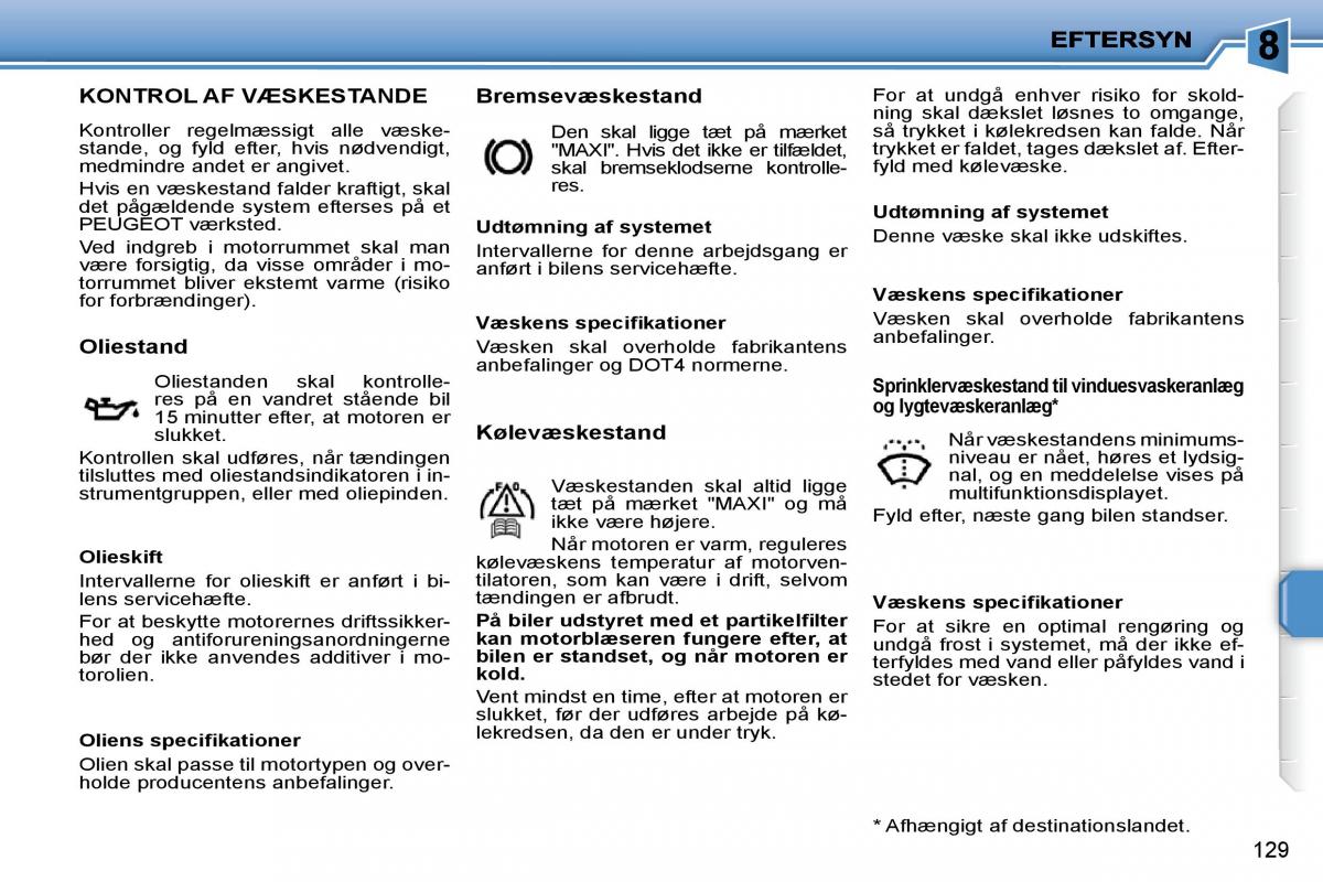 Peugeot 207 Bilens instruktionsbog / page 124