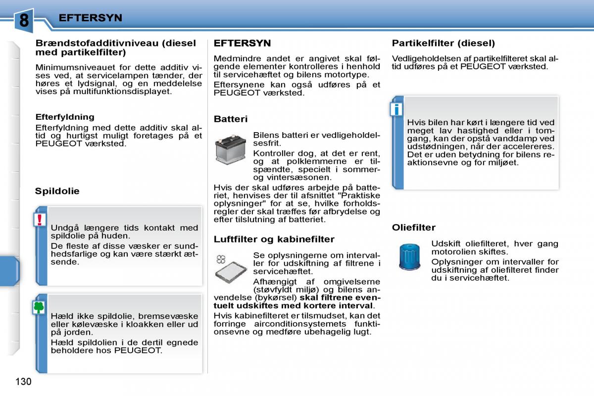 Peugeot 207 Bilens instruktionsbog / page 125