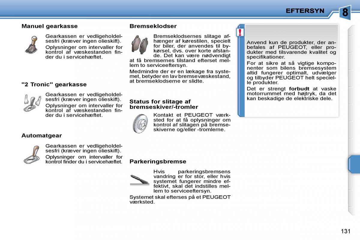 Peugeot 207 Bilens instruktionsbog / page 127