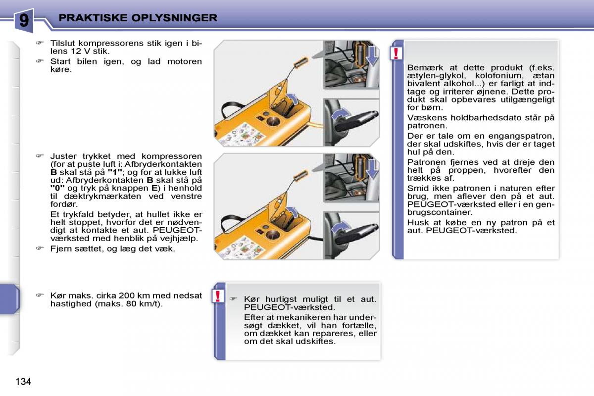 Peugeot 207 Bilens instruktionsbog / page 130