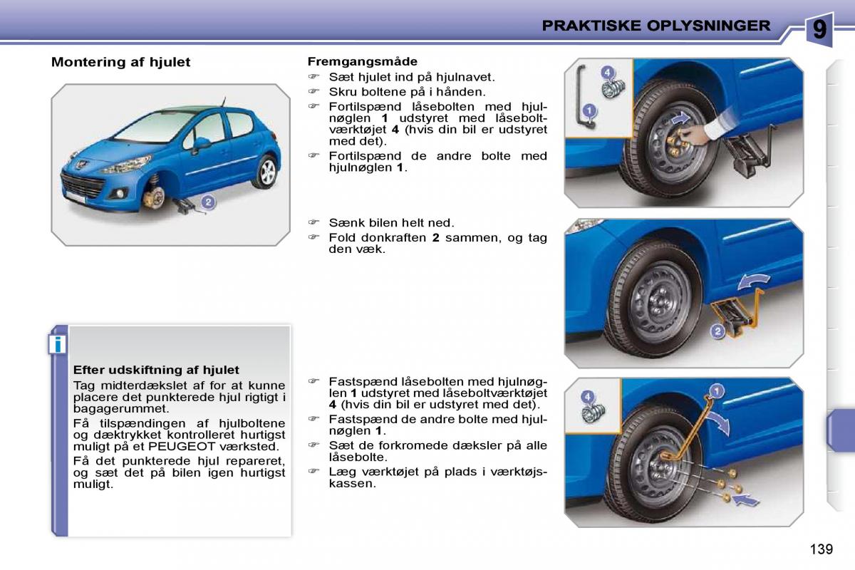 Peugeot 207 Bilens instruktionsbog / page 135