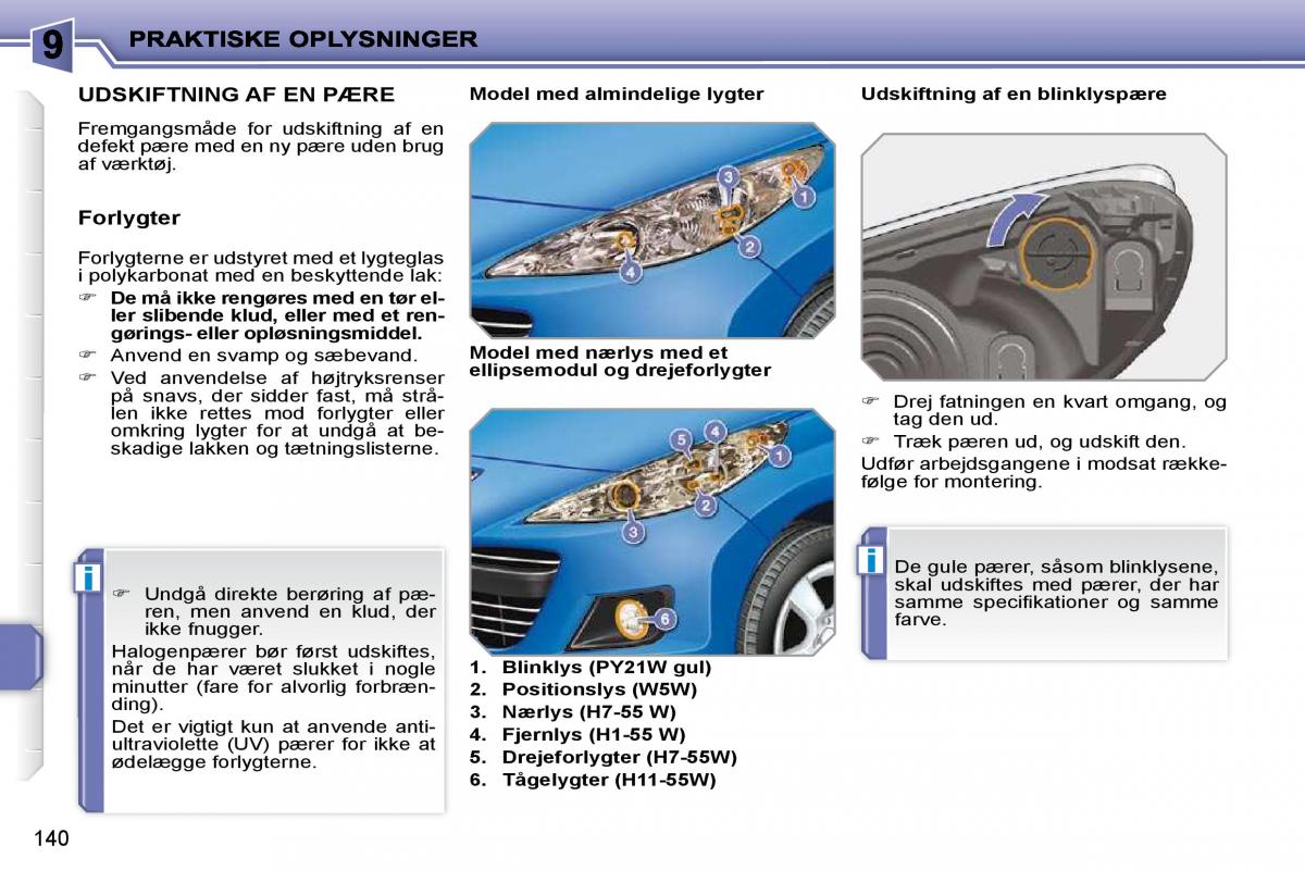 Peugeot 207 Bilens instruktionsbog / page 136