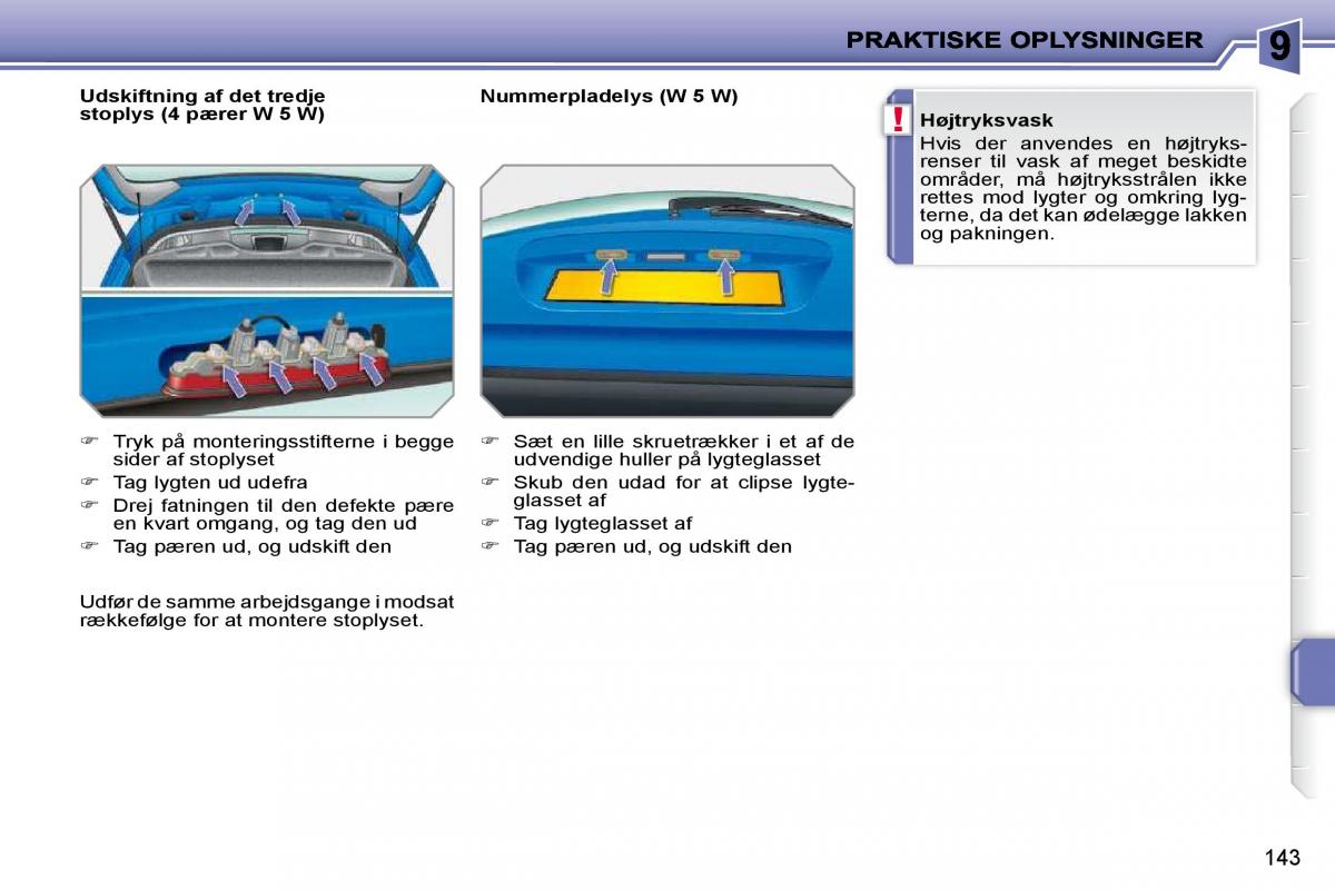 Peugeot 207 Bilens instruktionsbog / page 139