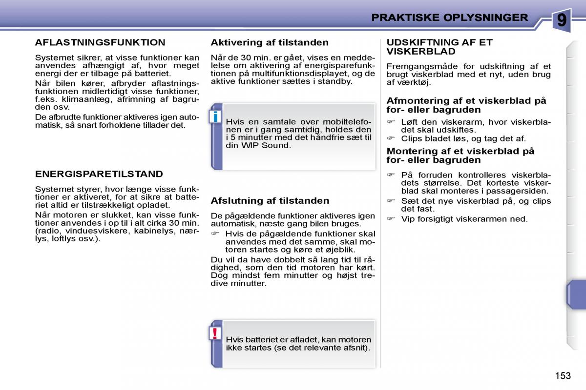 Peugeot 207 Bilens instruktionsbog / page 149