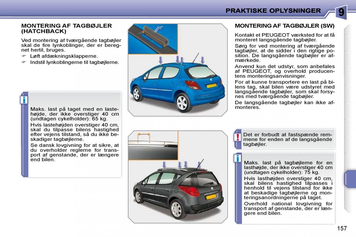 Peugeot 207 Bilens instruktionsbog / page 153