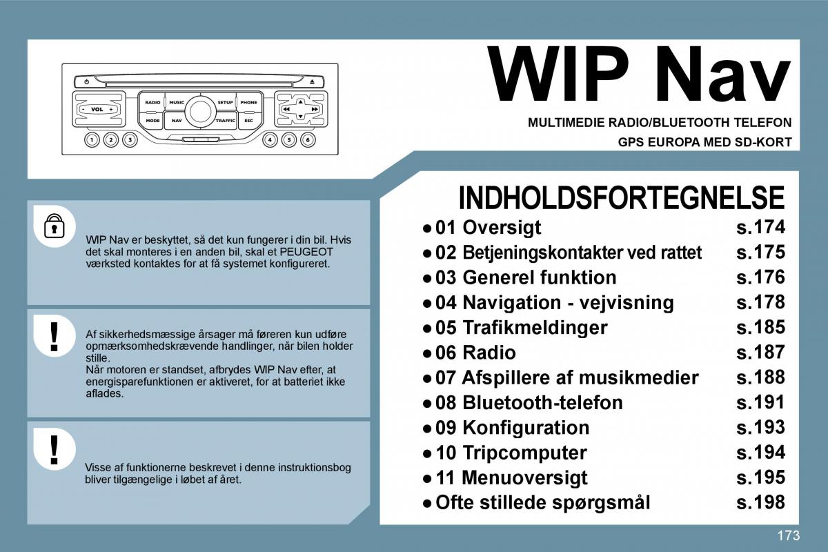 Peugeot 207 Bilens instruktionsbog / page 169