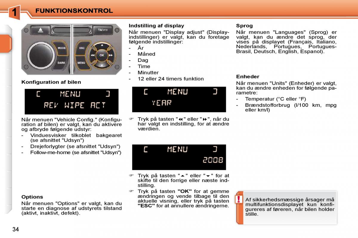 Peugeot 207 Bilens instruktionsbog / page 17