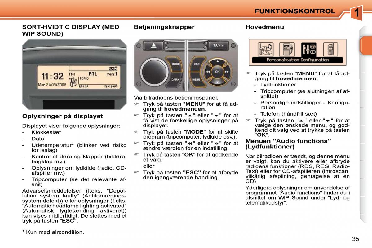 Peugeot 207 Bilens instruktionsbog / page 18