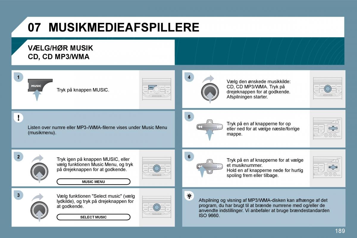 Peugeot 207 Bilens instruktionsbog / page 185