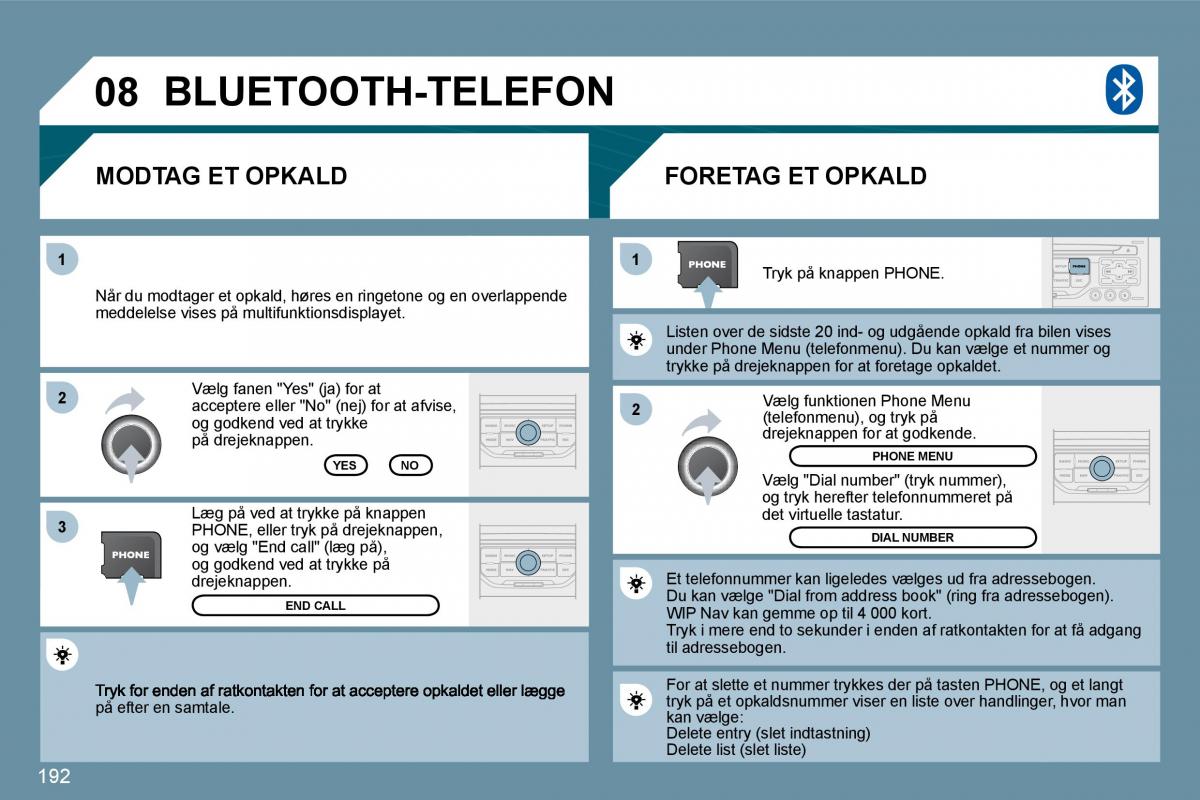 Peugeot 207 Bilens instruktionsbog / page 188