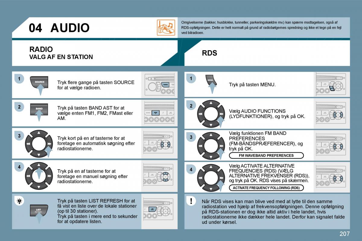 Peugeot 207 Bilens instruktionsbog / page 202