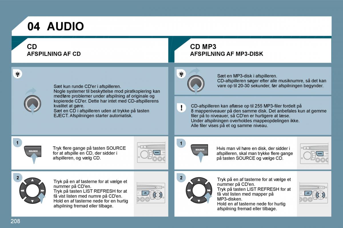 Peugeot 207 Bilens instruktionsbog / page 203