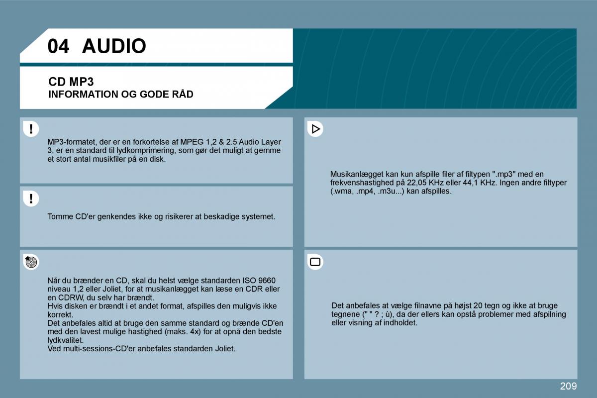 Peugeot 207 Bilens instruktionsbog / page 204