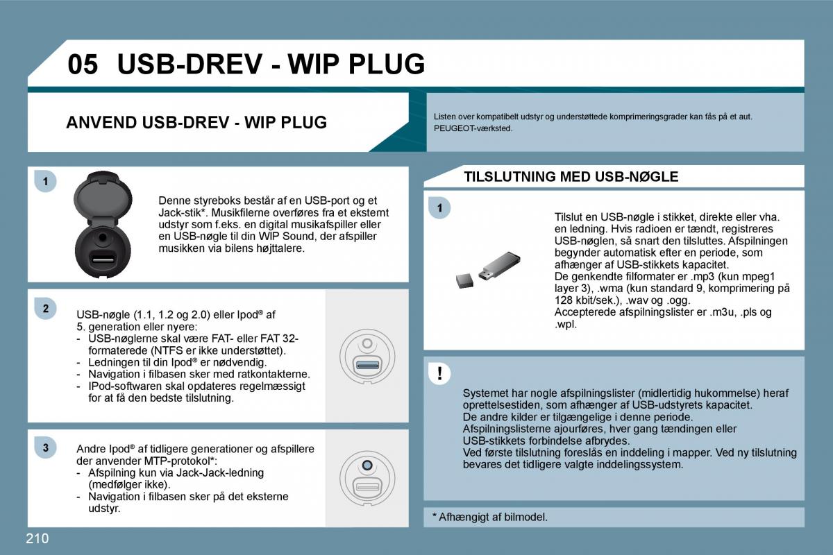 Peugeot 207 Bilens instruktionsbog / page 205