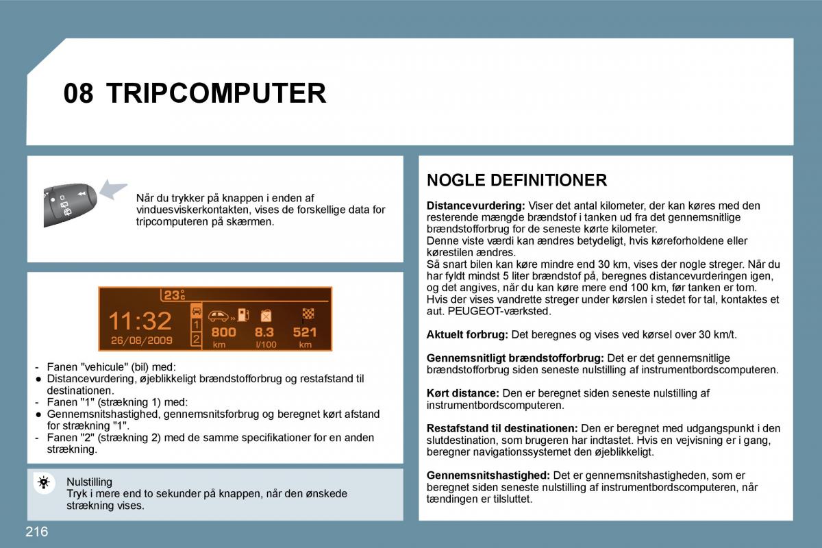 Peugeot 207 Bilens instruktionsbog / page 211