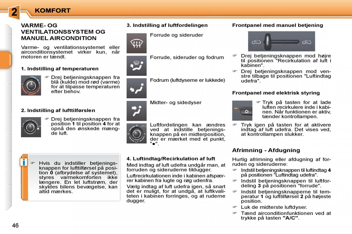 Peugeot 207 Bilens instruktionsbog / page 30