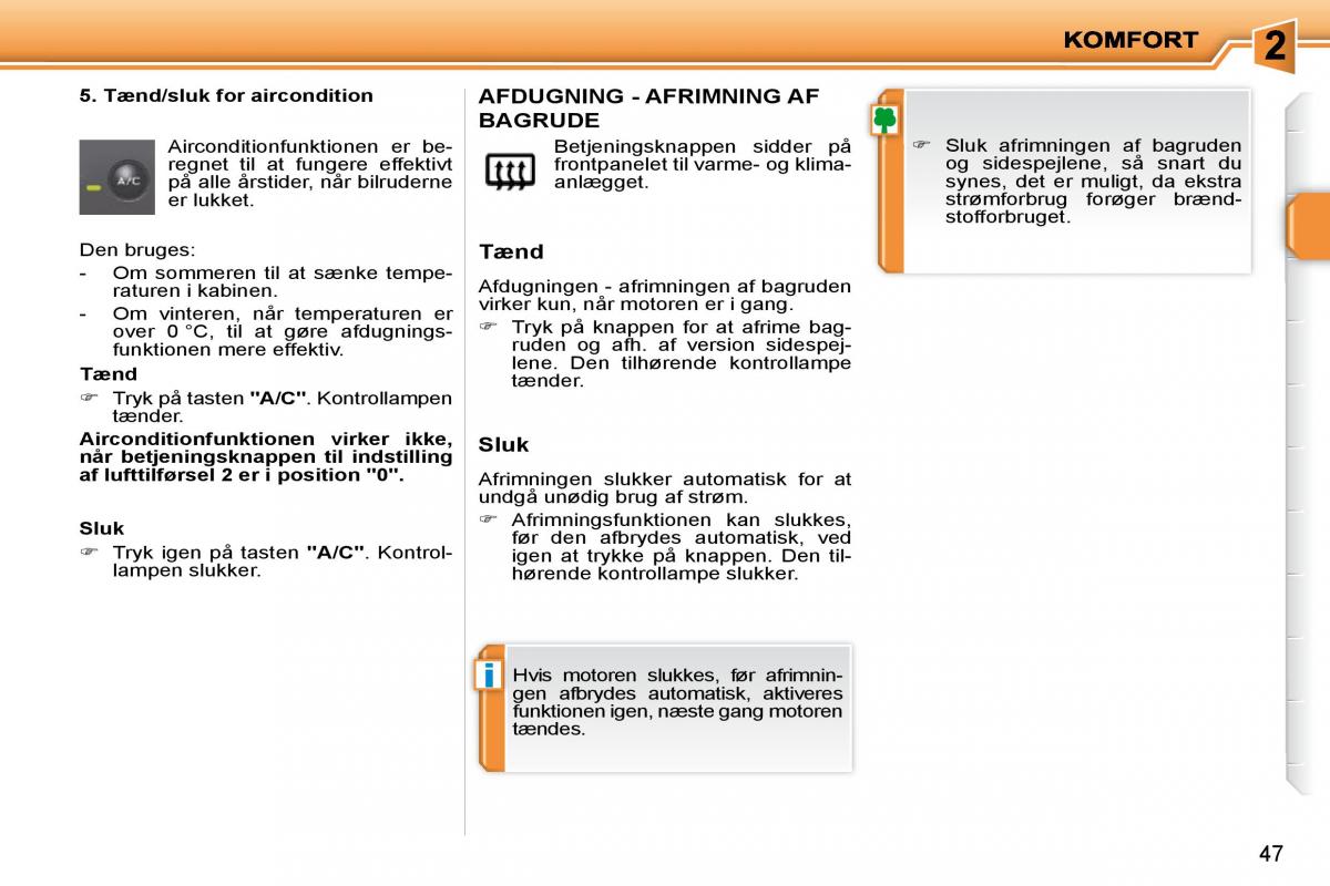 Peugeot 207 Bilens instruktionsbog / page 33