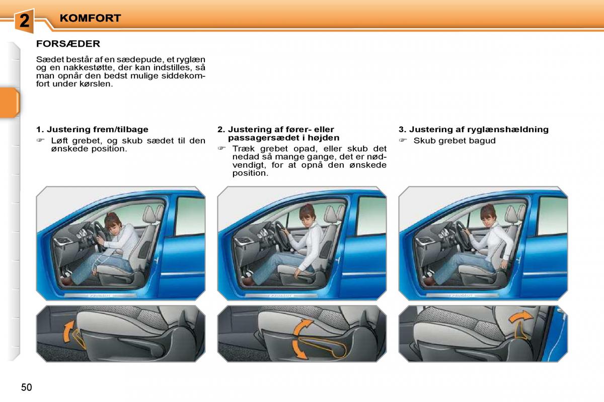 Peugeot 207 Bilens instruktionsbog / page 37